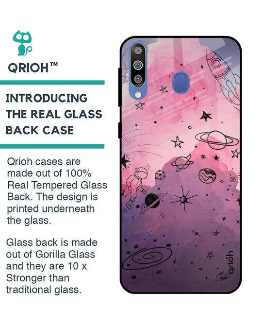 Shop Space Doodles Glass Case For Samsung Galaxy M40-Back