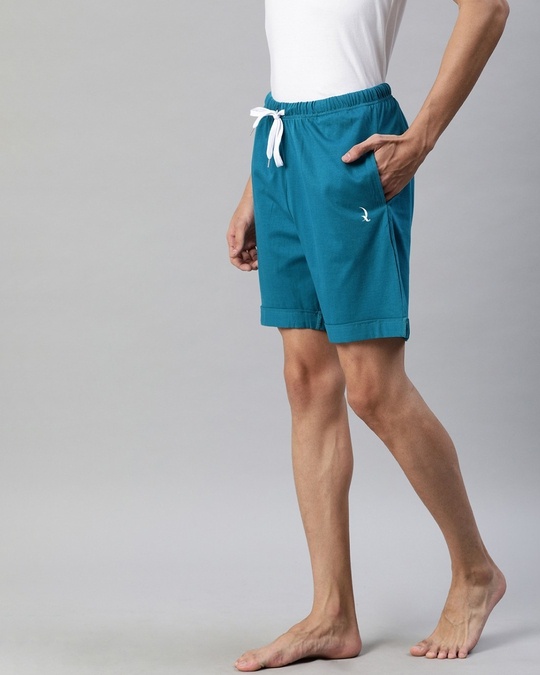Shop Blue Solid Shorts-Design