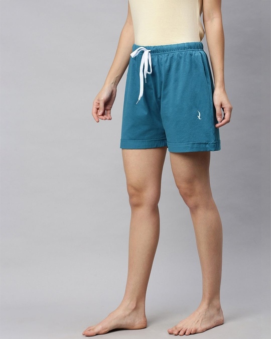 Shop Blue Solid Shorts-Design