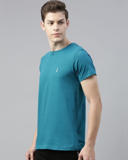 Shop Blue Solid T Shirt-Design