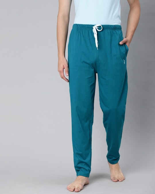 Shop Blue Solid Trackpant-Front