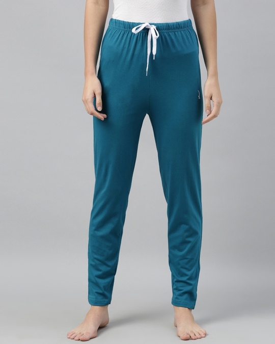 Shop Blue Solid Trackpants-Front