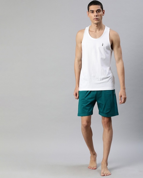 Shop Green Solid Shorts