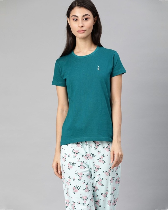 Shop Green Solid T Shirt-Front