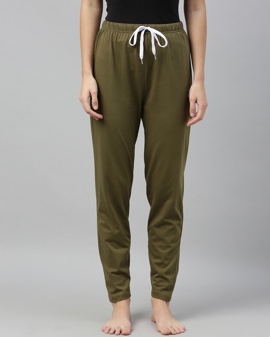 Shop Green Solid Trackpants-Front