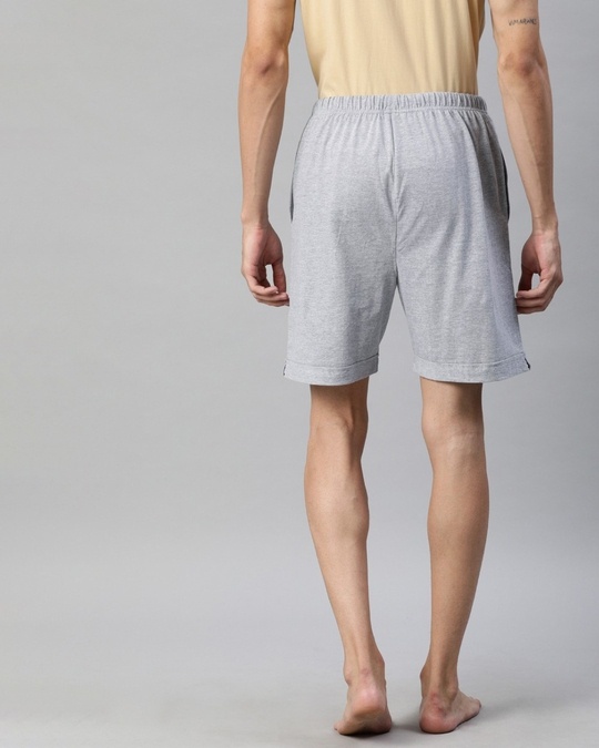 Shop Grey Solid Shorts 1-Back