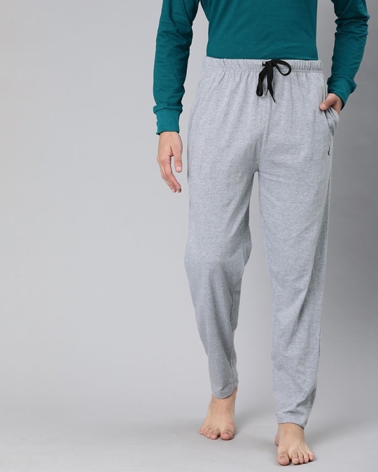 Shop Grey Solid Trackpant-Front