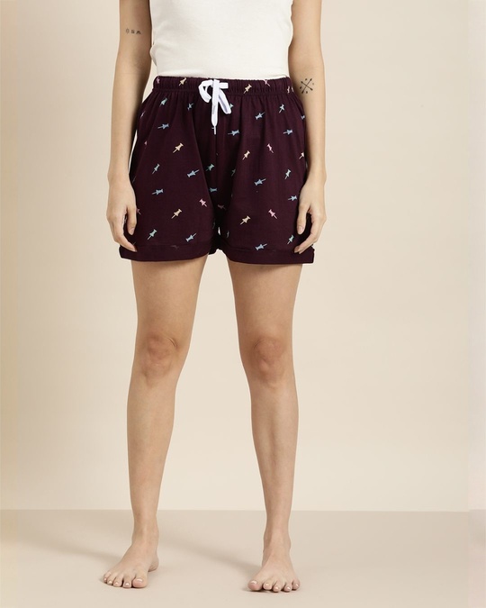 Buy Women's Maroon Graphic Print Shorts Online at Bewakoof