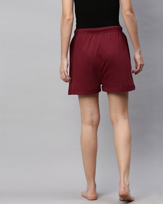 Shop Women's Maroon Mid-Rise Shorts-Back