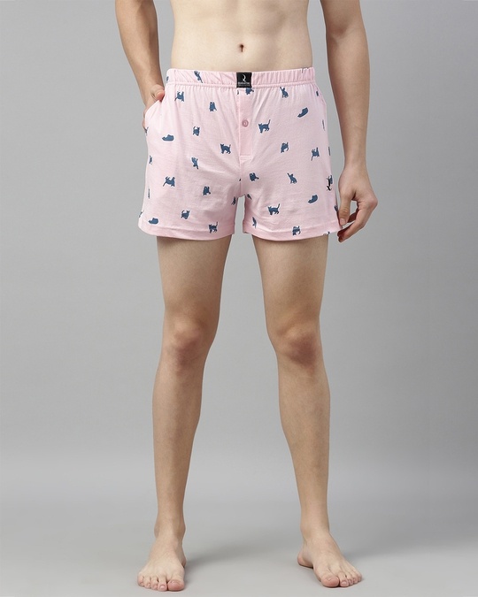 Shop Pink Printed Boxer-Front