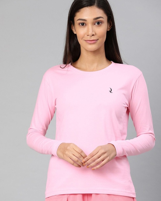 Shop Pink Solid T Shirt-Front