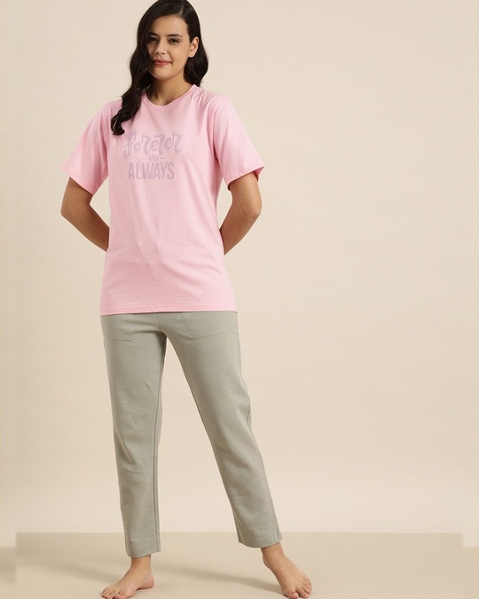 Shop Pink Typographic T Shirt
