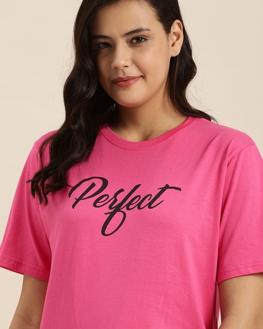 Shop Pink Typographic T Shirt-Front