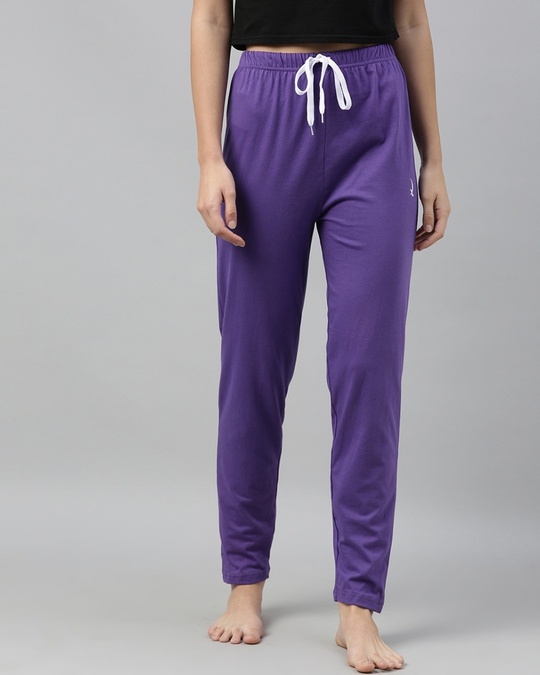 Shop Purple Solid Trackpants-Full