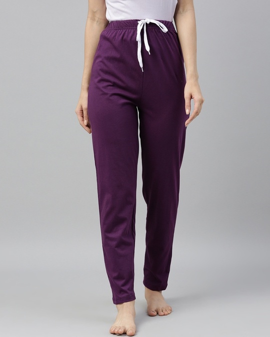 Shop Purple Solid Trackpants-Front