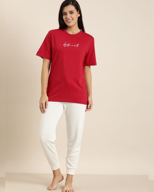 Shop Red Typographic T Shirt