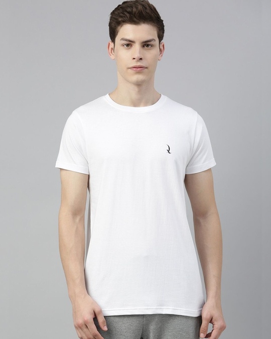 Shop White Solid T Shirt-Front