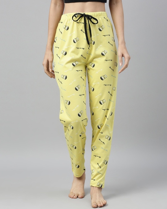 Shop Yellow Graphic Pyjamas-Front