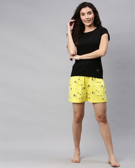 yellow graphic shorts