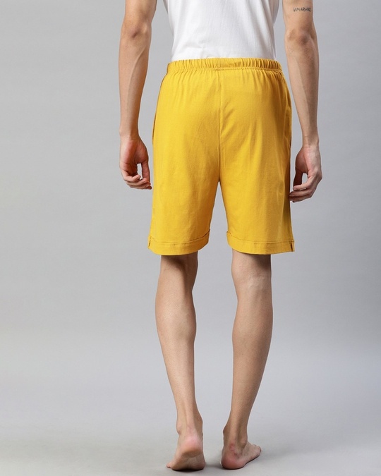Shop Yellow Solid Shorts-Back