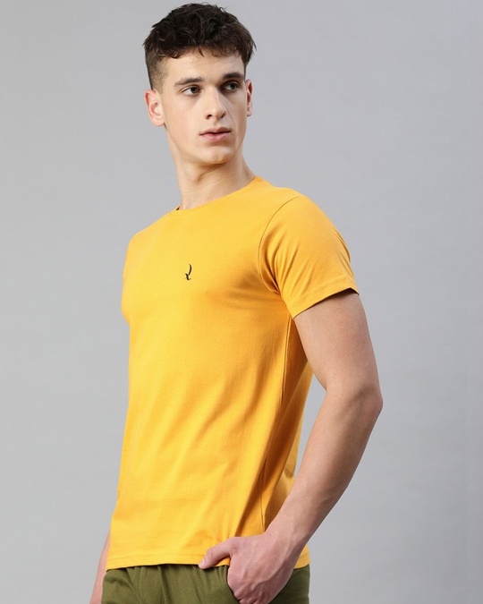 Shop Yellow Solid T Shirt-Design