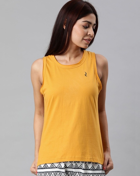 Shop Yellow Solid T Shirt-Front