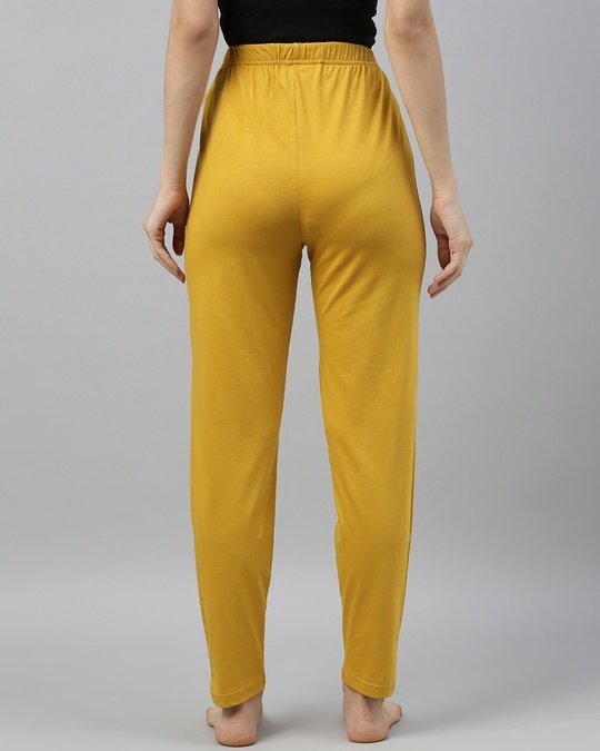 Shop Yellow Solid Trackpants-Back