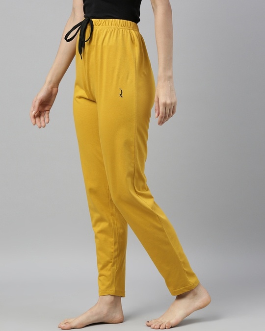 Shop Yellow Solid Trackpants-Design