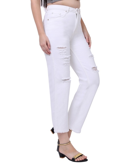 Buy Recap Women's White High Rise Loose Fit Jeans for Women White