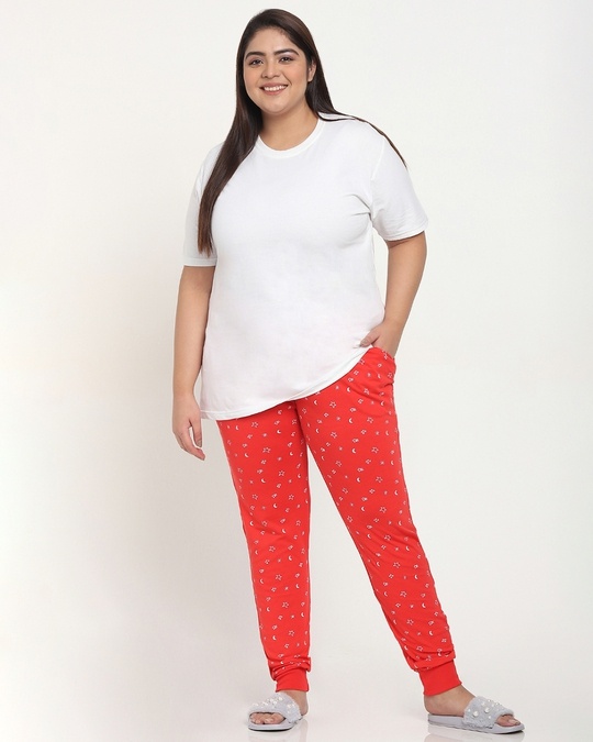 Shop Women's Red Printed Plus Size Lounge Jogger-Full