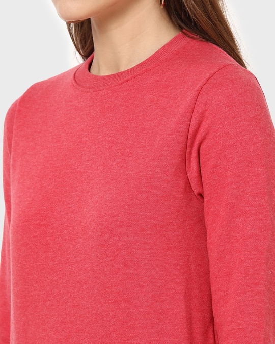 Shop Red Melange Fleece Sweatshirt
