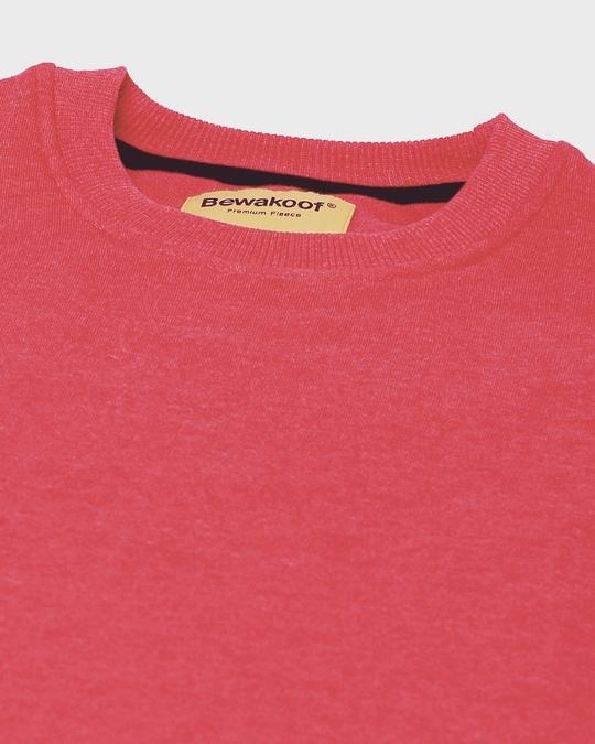 Shop Red Melange Fleece Sweatshirt