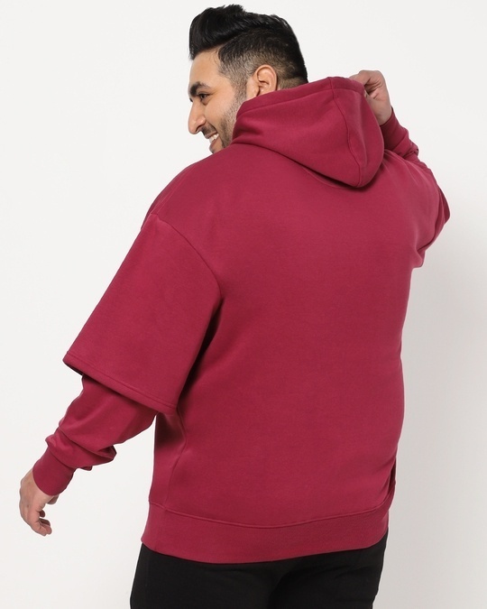 Shop Red Plum Plus Size Layer Sleeve Hoodie Sweatshirt-Design