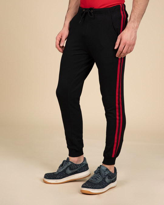 Shop Red Stripe Fleece Sports Trim Joggers-Design