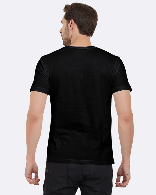 Shop Men's Black Typography Half Sleeve Cotton T-shirt-Back