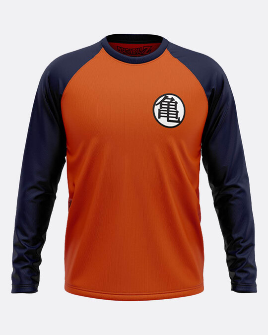 Shop Men's Orange Dragon Ball Z Official Full Sleeve Cotton T-shirt-Front