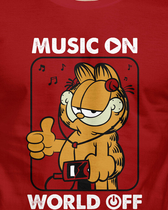 Shop Music On - Garfield OfficialHalf Sleeves Cotton T-shirt-Full