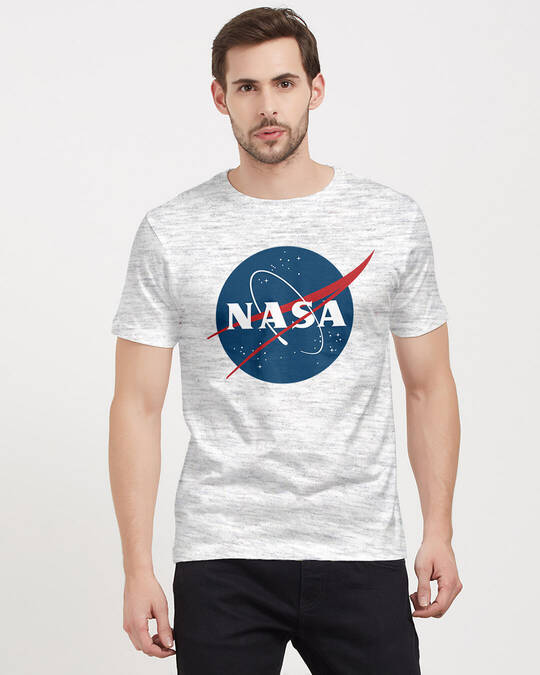 Shop NASA Logo NASA Official Half Sleeves Cotton T-shirt-Front