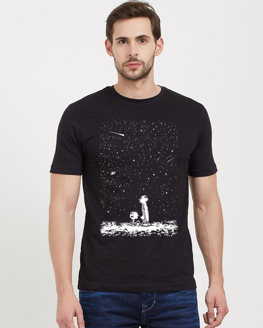 Shop Starry Sky Cotton Half Sleeves T-Shirt-Front