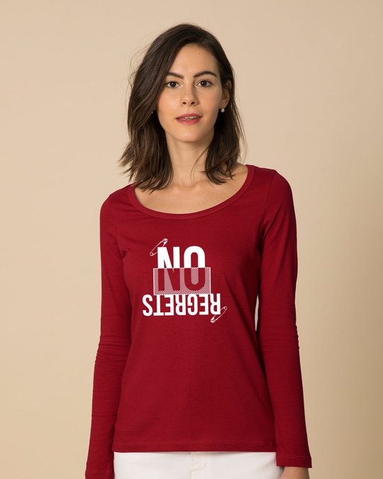 Shop Regrets-none Scoop Neck Full Sleeve T-Shirt-Front