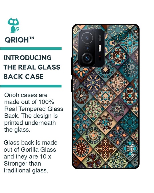 Shop Retro Art Printed Premium Glass Cover for Mi 11T Pro 5G (Shock Proof, Lightweight)-Back