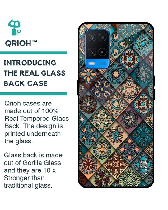Shop Retro Art Printed Premium Glass Cover for Oppo A54 (Shock Proof, Lightweight)-Back