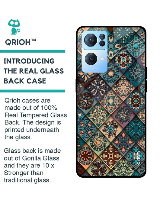 Shop Retro Art Printed Premium Glass Cover for Oppo Reno 7 Pro 5G (Shock Proof, Lightweight)-Back