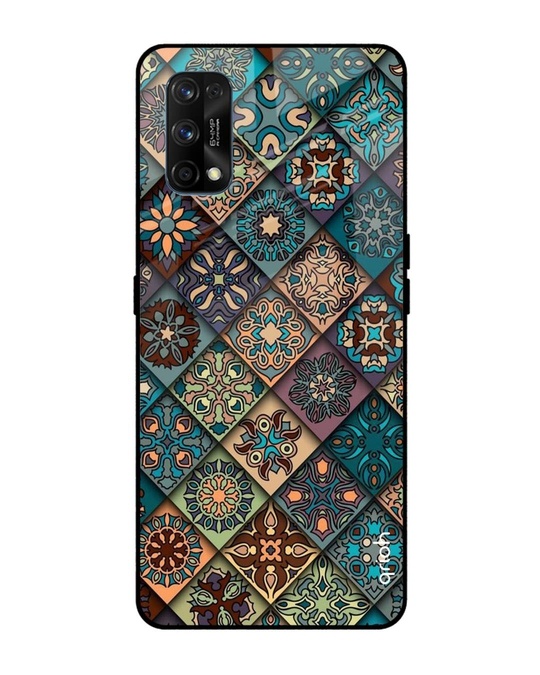 Shop Retro Art Printed Premium Glass Cover for Realme 7 Pro (Shock Proof, Lightweight)-Front