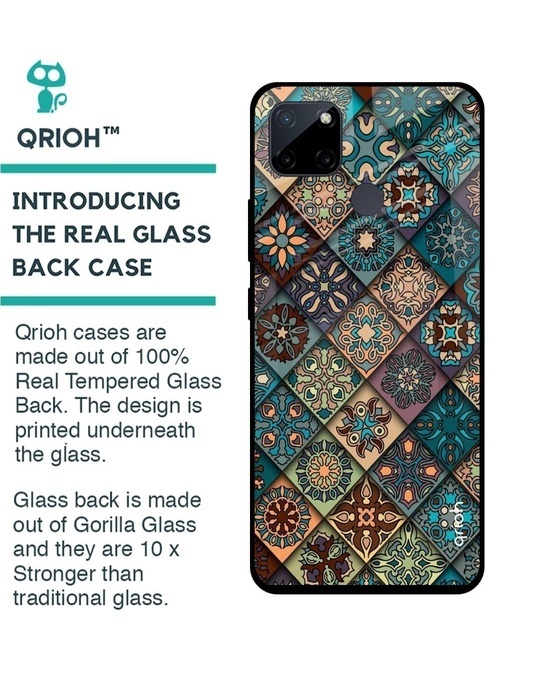 Shop Retro Art Printed Premium Glass Cover for Realme C21Y (Shockproof, Light Weight)-Back