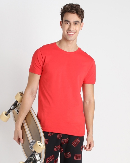 Shop Retro Red Half Sleves T-Shirt-Front