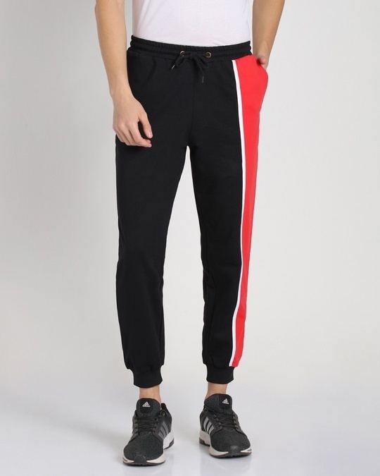 Buy Retro Red Side Panel Joggers for Men Multicolor Online at Bewakoof