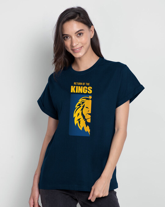 Shop Return Of The Kings Boyfriend T-Shirt Navy Blue-Front