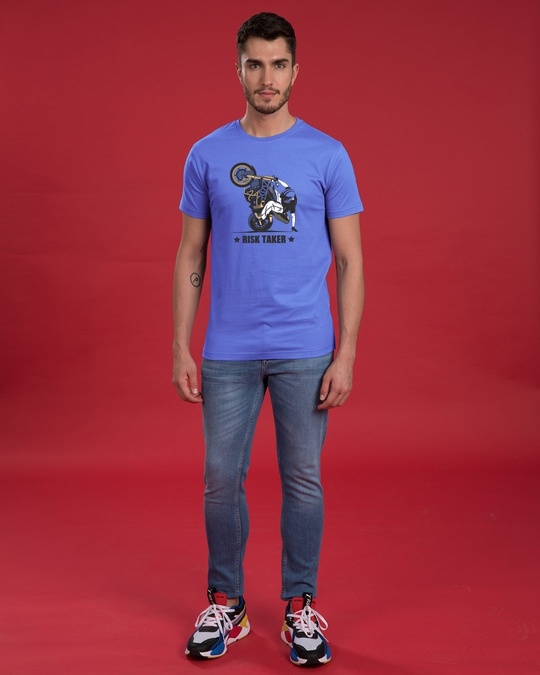 Buy Risk Taker Half Sleeve T-Shirt for Men blue Online at Bewakoof