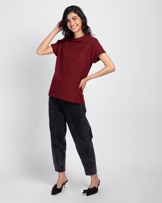 Buy Scarlet Red Boyfriend TShirt Online at Bewakoof
